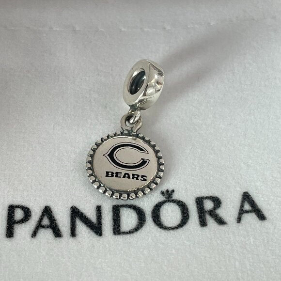 Pandora MLB Football Chicago Bears Sports  Exclusive Dangle Charm Pendant - Picture 1 of 4